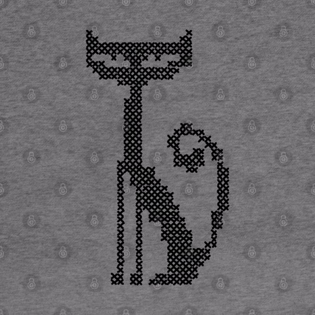 Cross Stitch Black Cat by Slightly Unhinged